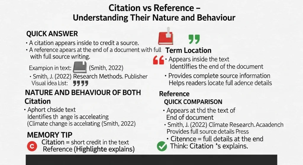 Nature and Behaviour of citation and reference