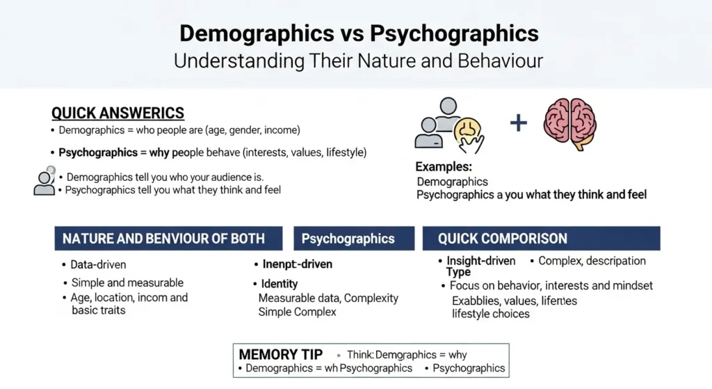 Nature and Behaviour of Demographics and Psychographics