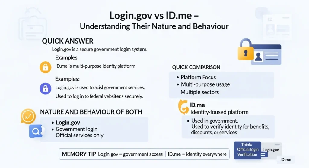 Nature and Behaviour of Login.gov and Id.me