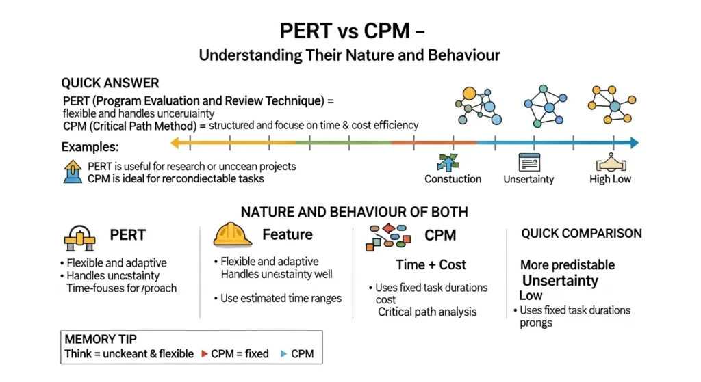 Nature and Behaviour of Pert and Cpm