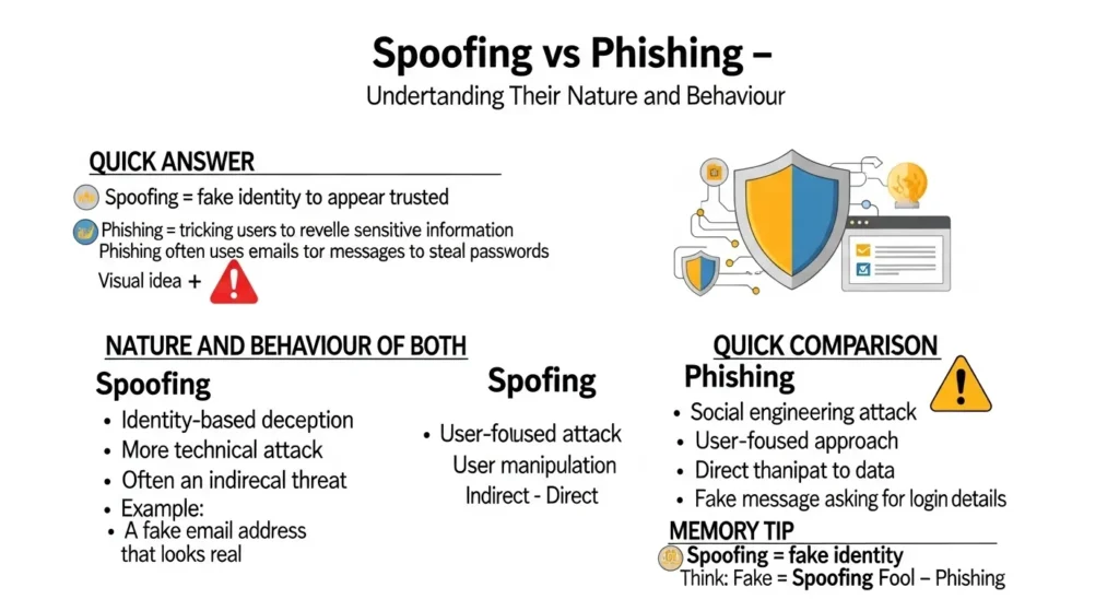 Nature and Behaviour of Spoofing and Phishing