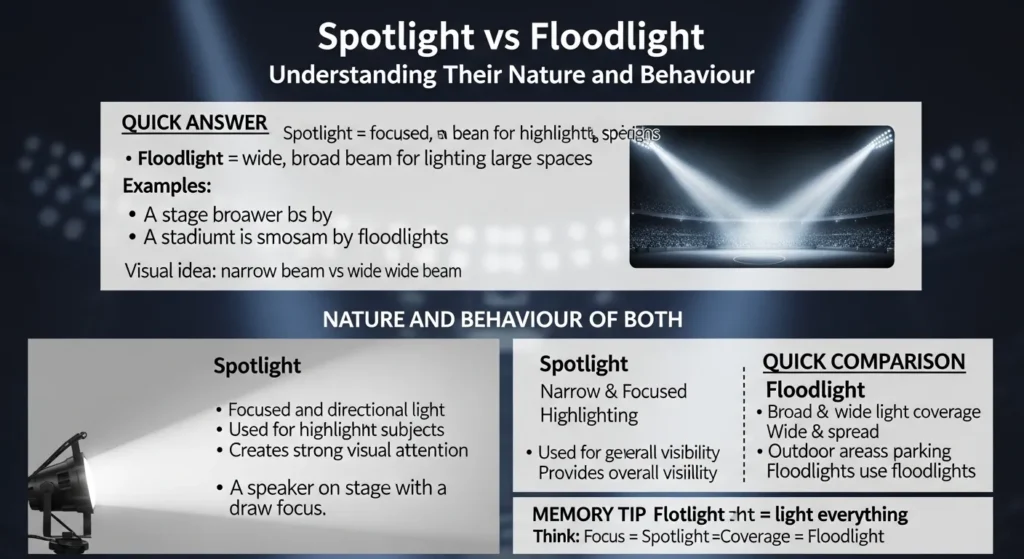Nature and Behaviour of Spotlight and Floodlight