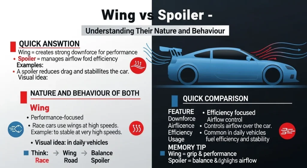 Nature and Behaviour of Wing and Spoiler