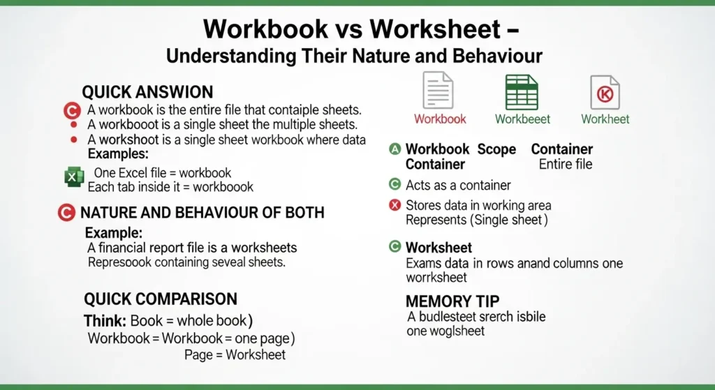 Nature and Behaviour of Workbook and Worksheet