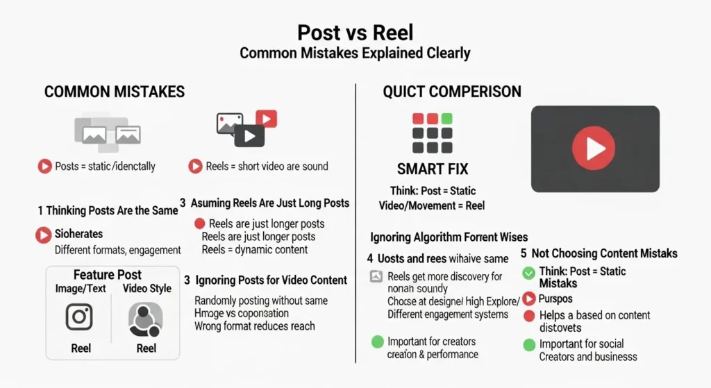 Common Mistakes with Difference Between Post and Reel