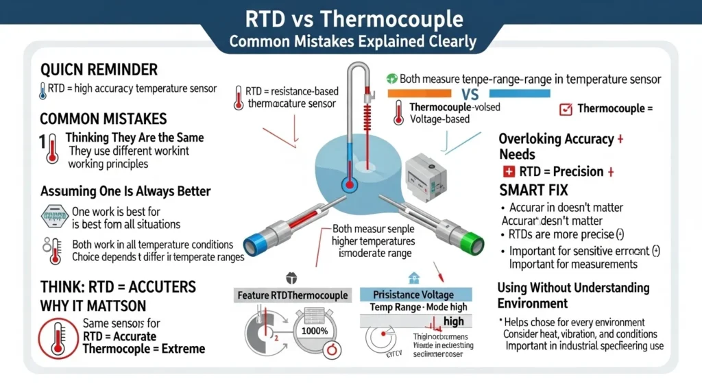 ❌ Common Mistakes with Difference Between RTD and Thermocouple
