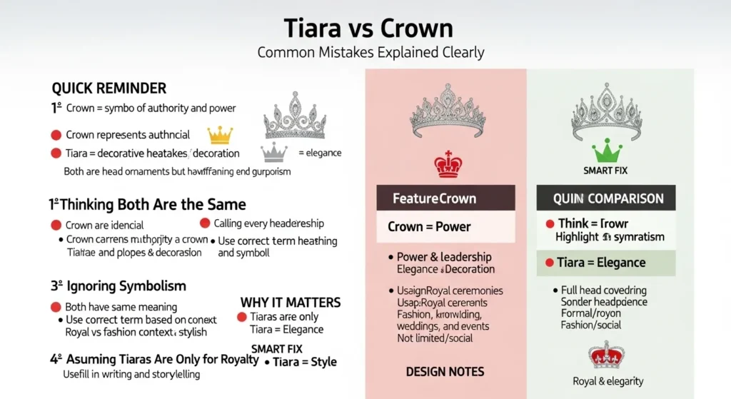 Common Mistakes with Difference Between Tiara and Crown
