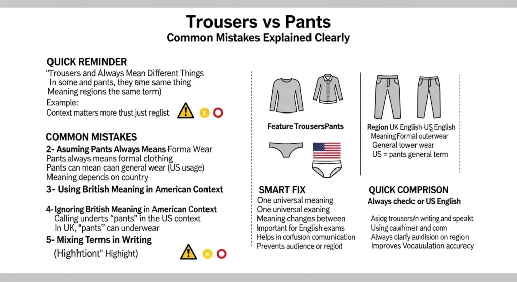 Common Mistakes with Difference Between Trousers and Pants