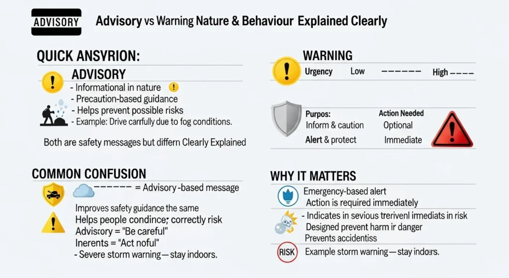Nature and Behaviour of Both Advisory and Warning
