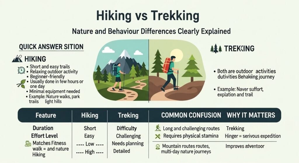 Nature and Behaviour of Both Trekking and Hiking
