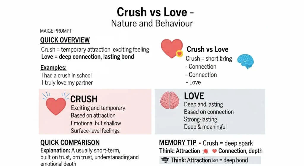 Nature and Behaviour of Crush and Love