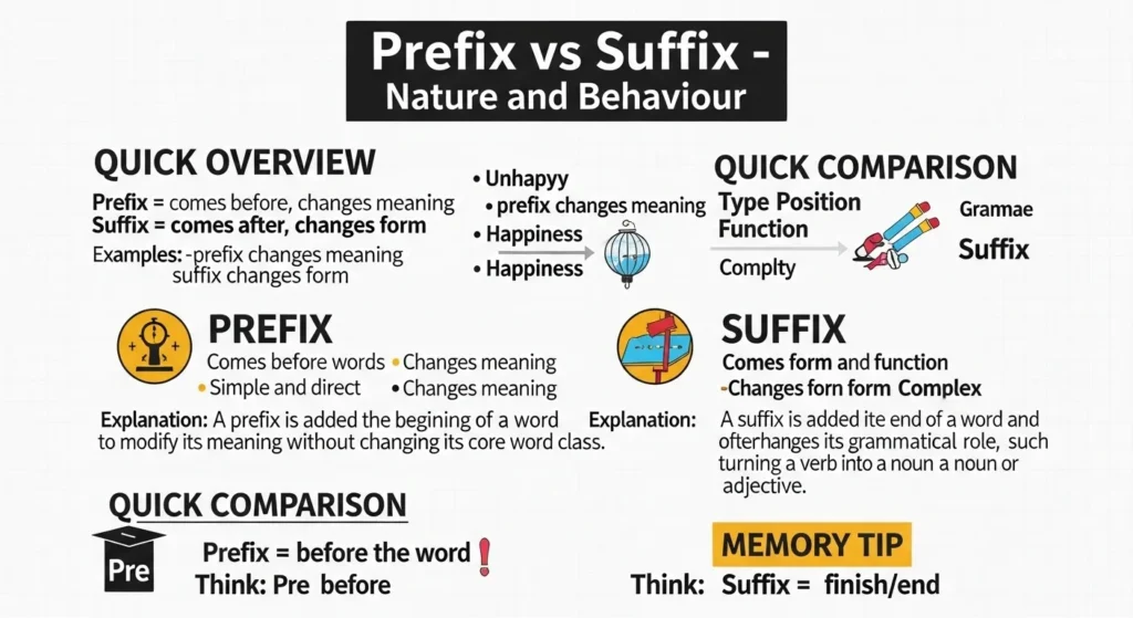 Nature and Behaviour of Prefix and Suffix