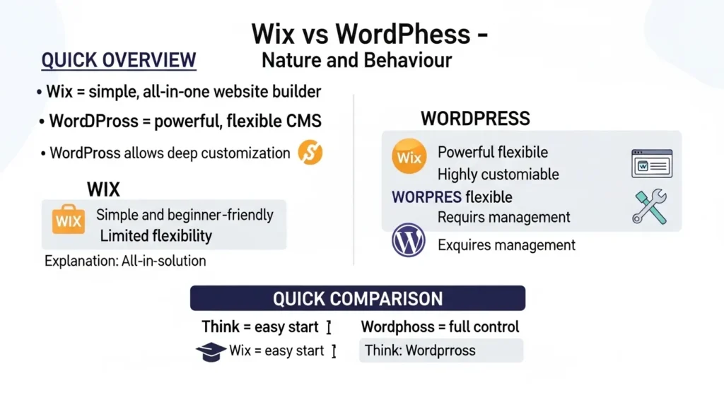 Nature and Behaviour of Wix and WordPress