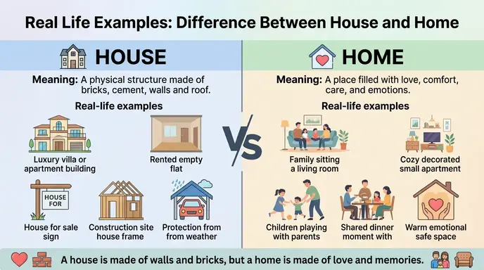 Real Life Examples with Difference Between House and Home