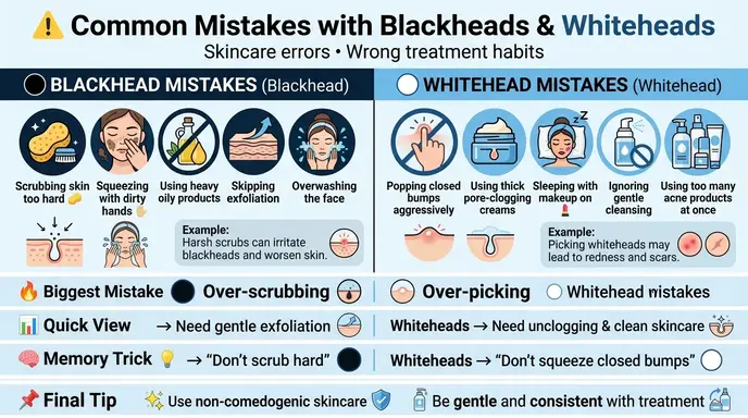 Common Mistakes with Blackheads or Whiteheads
