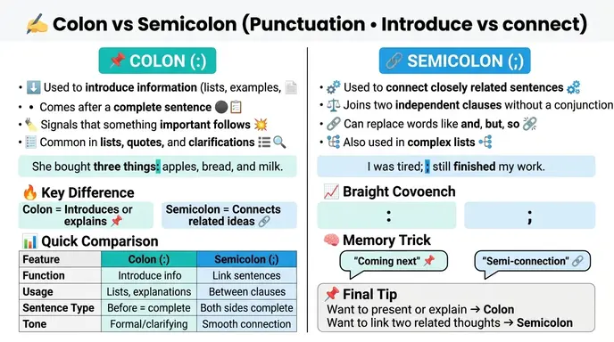 Common Mistakes with Colon or Semicolon