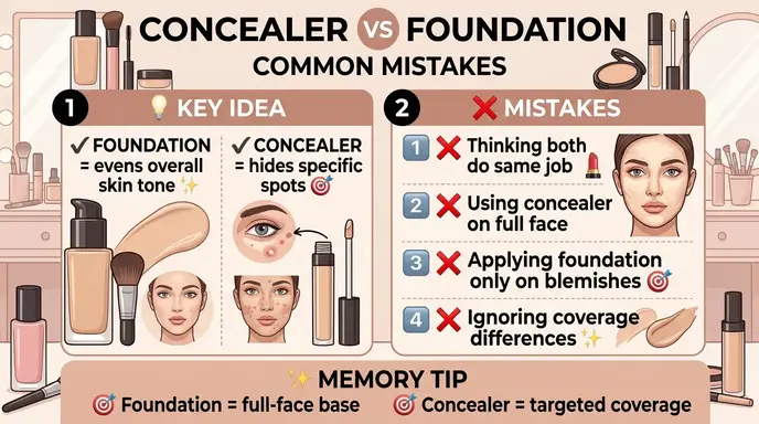 Common Mistakes with Difference Between Concealer and Foundation
