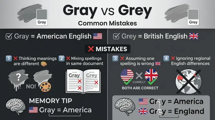 Common Mistakes with Difference Between Gray and Grey