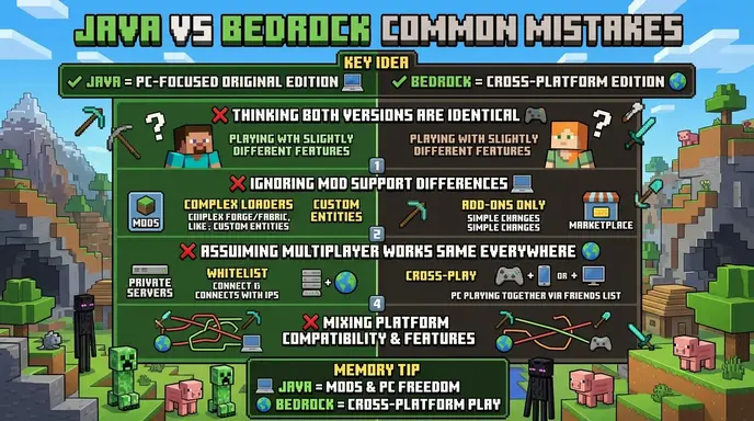 Common Mistakes with Difference Between Java and Bedrock