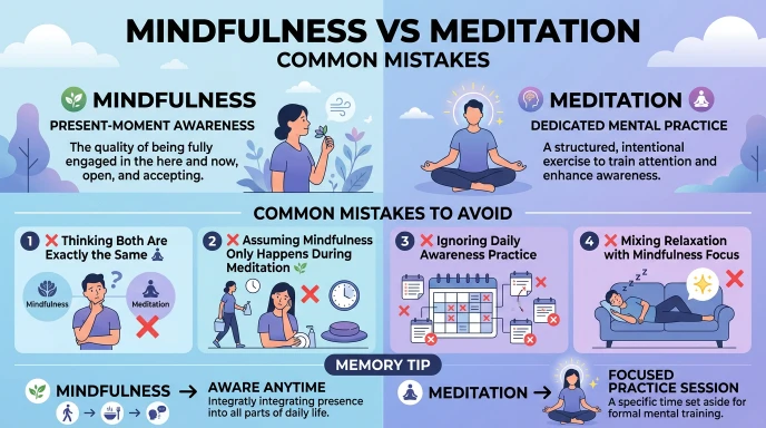 Common Mistakes with Difference Between Mindfulness and Meditation