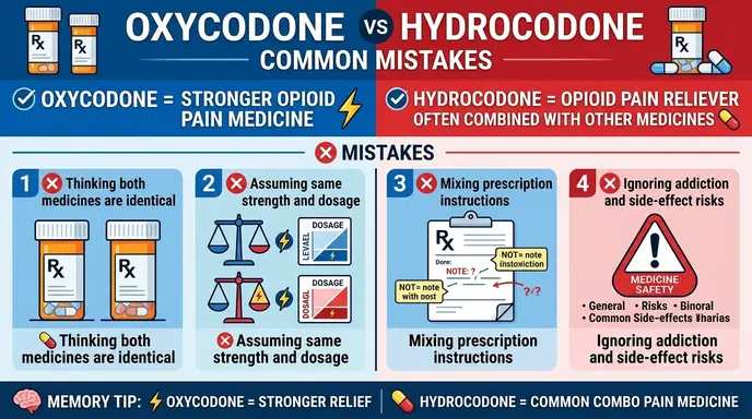 Common Mistakes with Difference Between Oxycodone and Hydrocodone