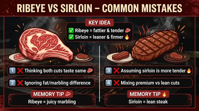 Common Mistakes with Difference Between Ribeye and Sirloin