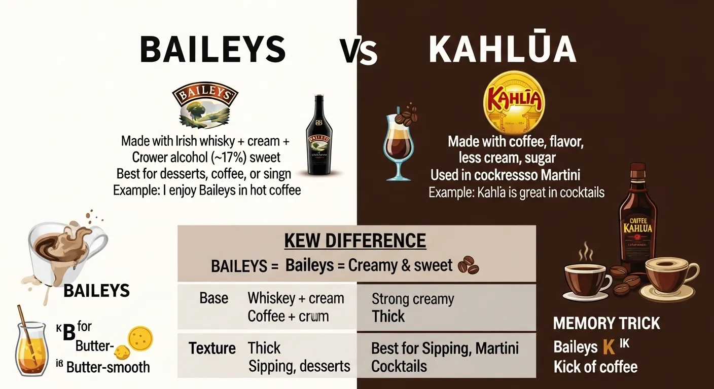 difference between baileys and kahlua