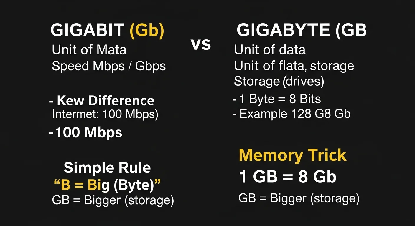 difference between gigabit and gigabyte