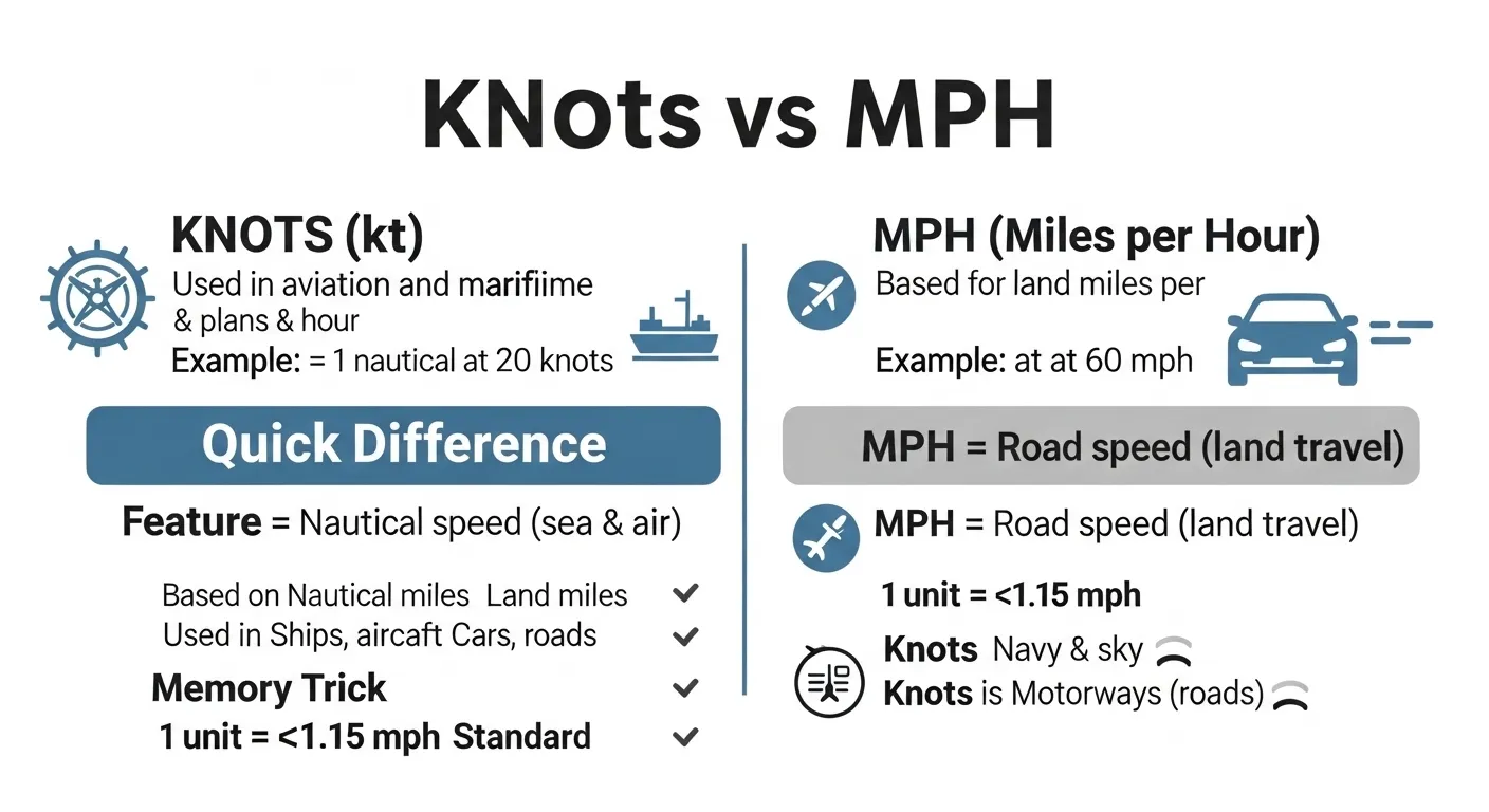 difference between knots and mph
