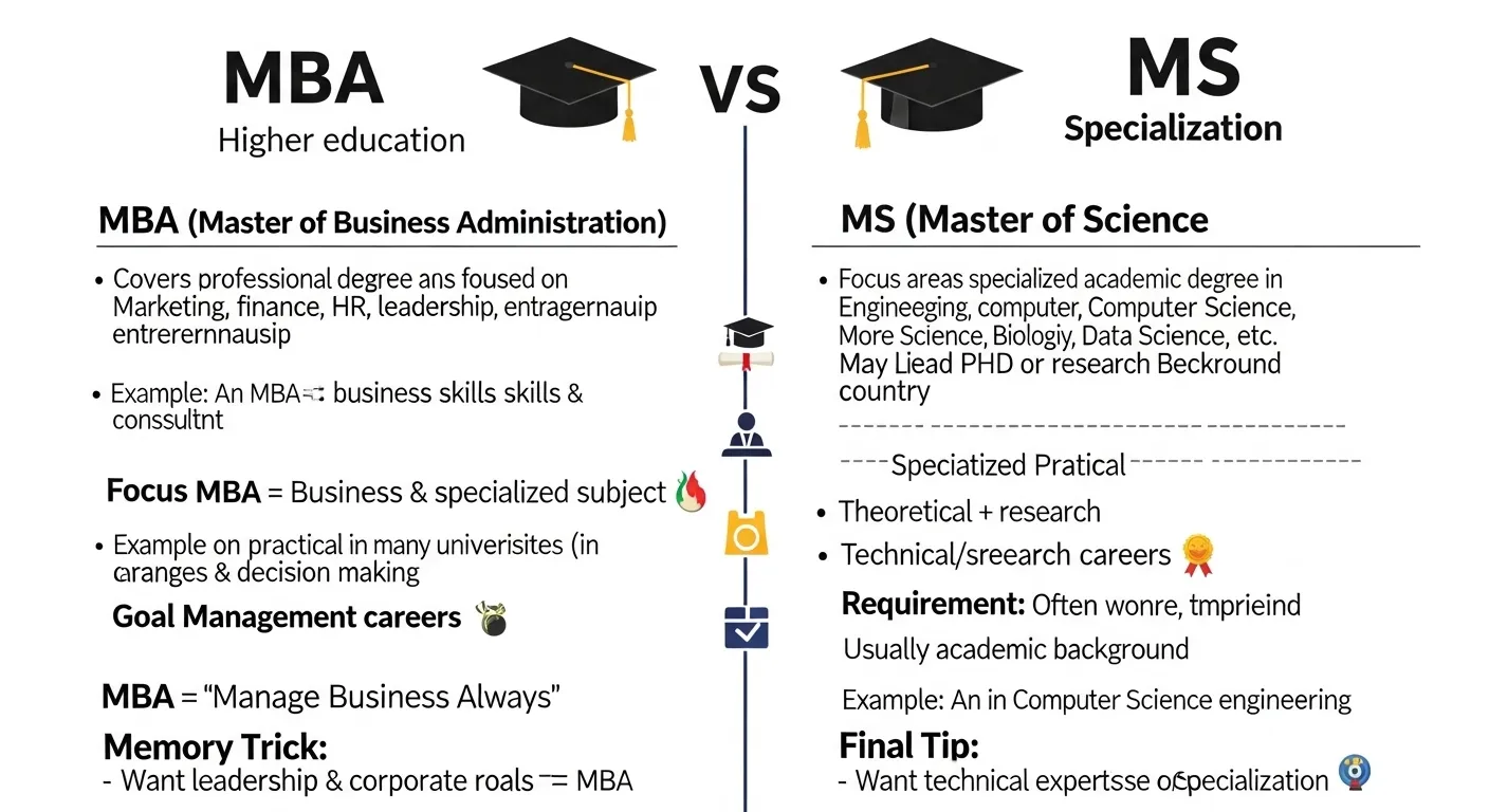 difference between mba and ms