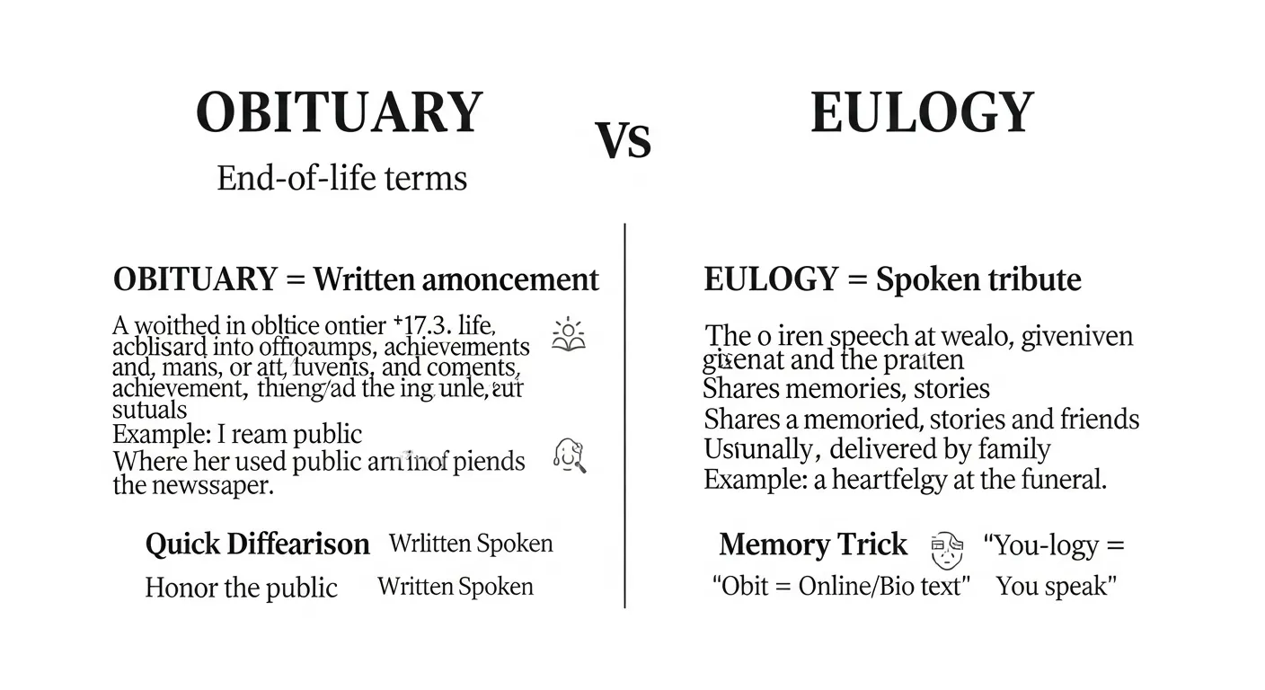 difference between obituary and eulogy