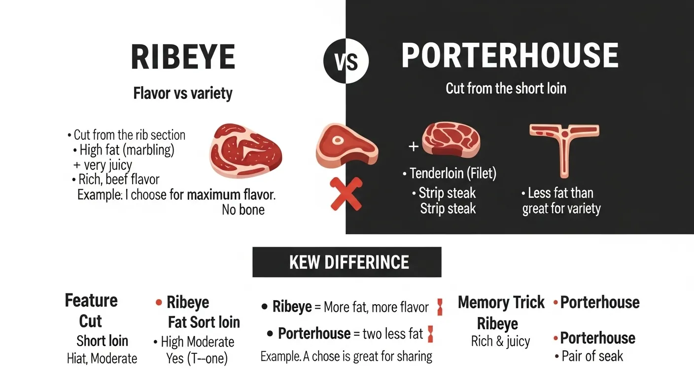 difference between ribeye and porterhouse