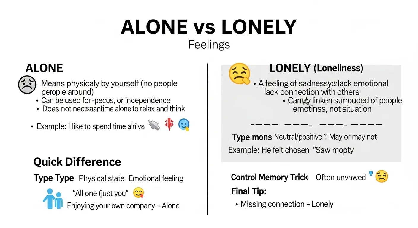 difference between alone and lonely