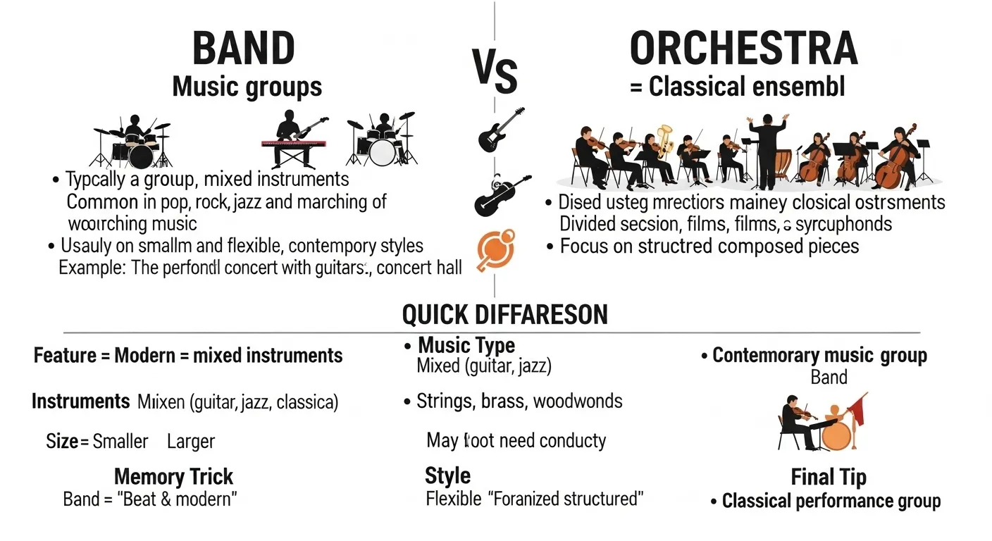 difference between band and orchestra