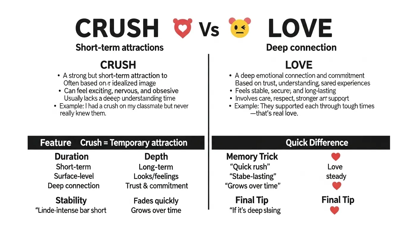 difference between crush and love