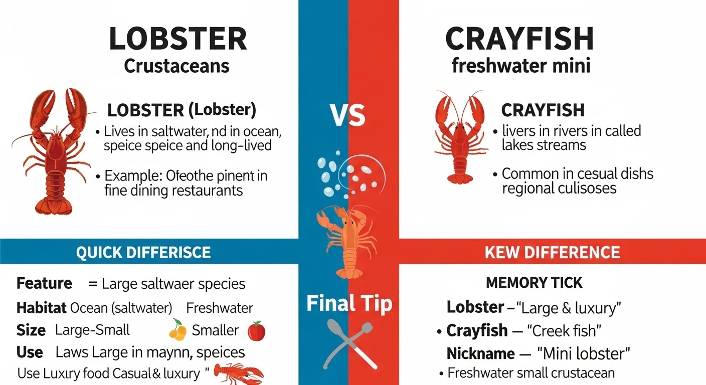 difference between lobster and crayfish