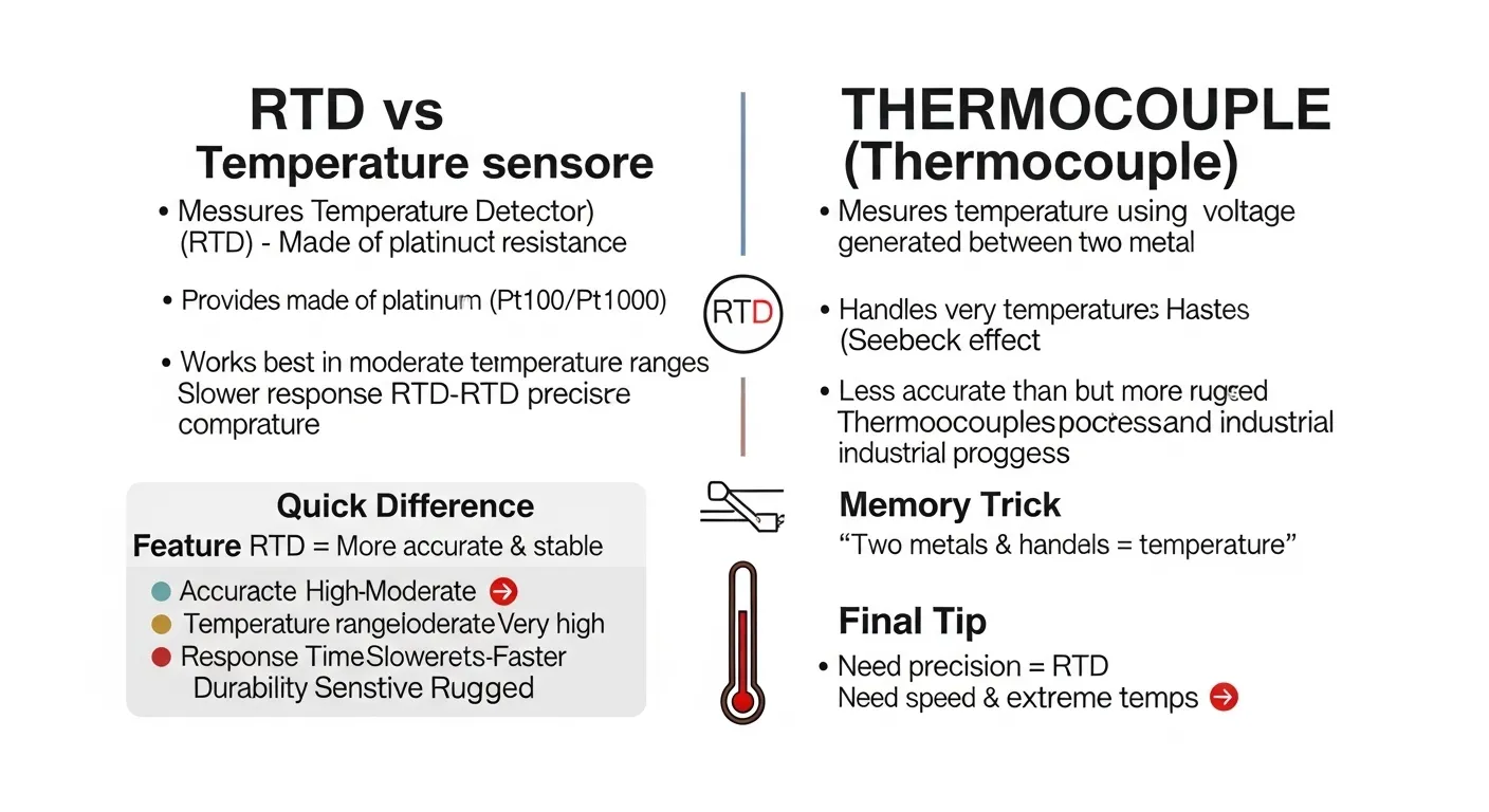 Difference Between RTD & Thermocouple: Sensor Guide in 2026