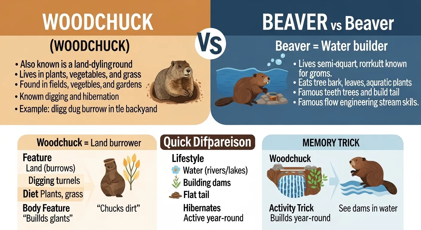difference between woodchuck and beaver