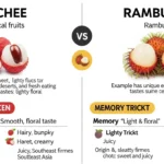 difference between lychee and rambutan