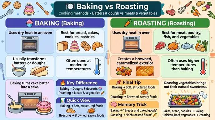difference between baking and roasting