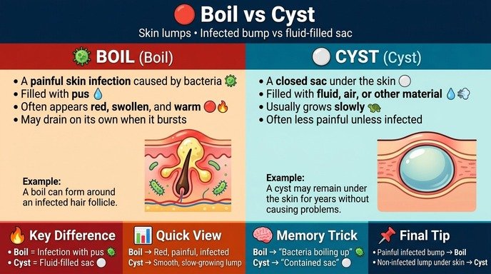difference between boil and cyst