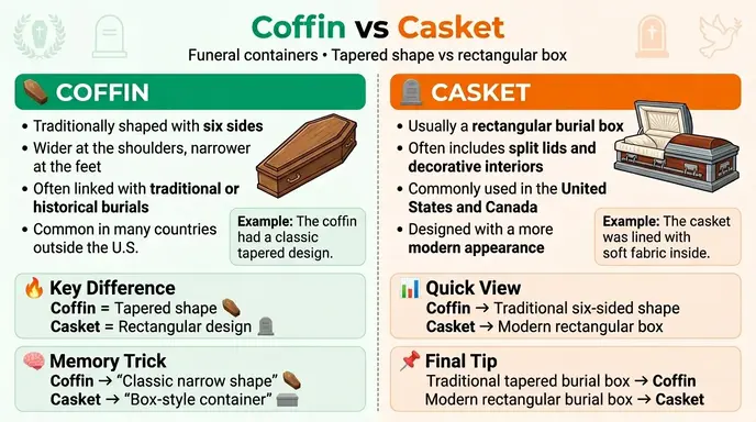 difference between coffin and casket
