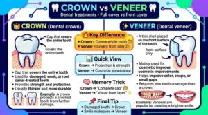 difference between crown and veneer