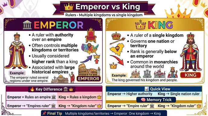 difference between emperor and king