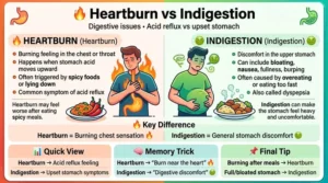 difference between heartburn and indigestion