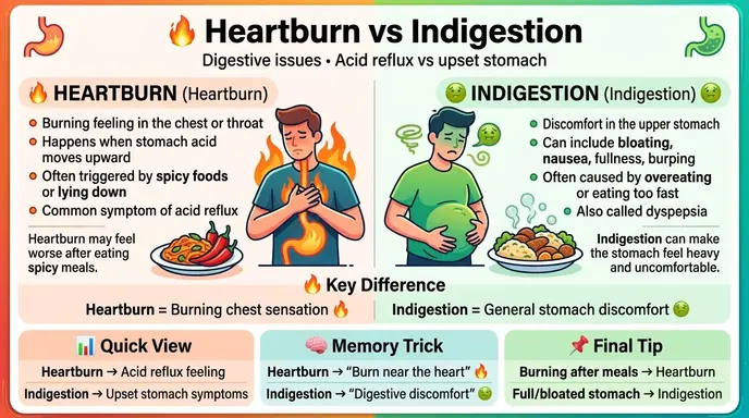 difference between heartburn and indigestion