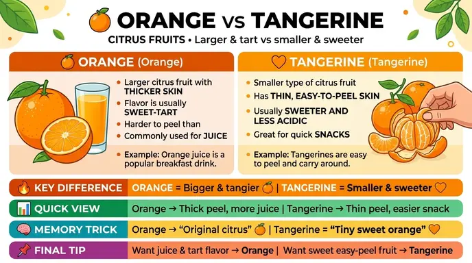 difference between orange and tangerine