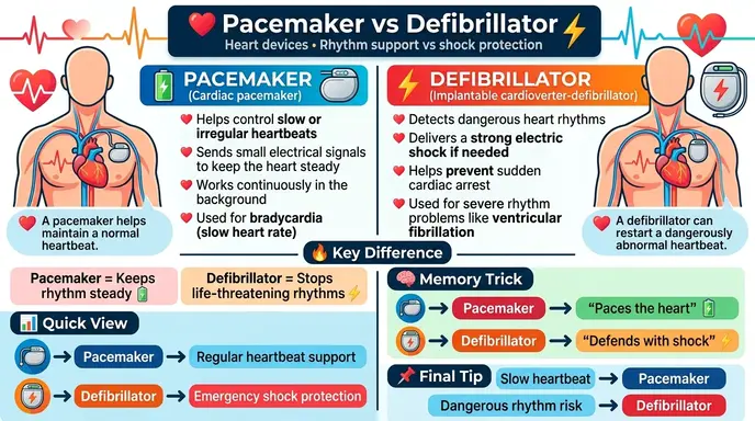difference between pacemaker and defibrillator