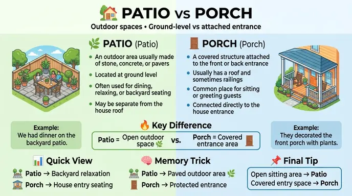 difference between patio and porch
