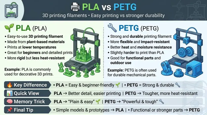 difference between pla and petg